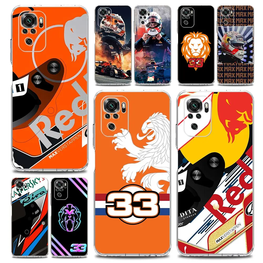 

Transparent Phone Case For Xiaomi Redmi Note 10 11 Pro 9S 9 8 7 8T 9C 9A 8A K40 Pro Soft Silicone Back Cover F1 Racer 33 Number