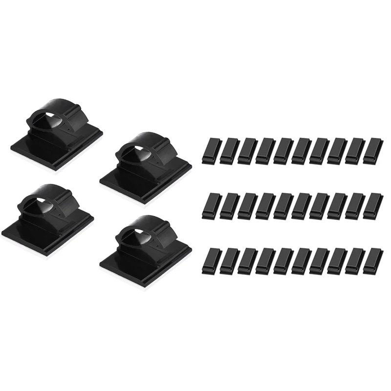 

80 Pcs Cable Clips Cable Clamps Black, 30 Pcs 46 X 20 X 32Mm & 50 Pcs 14 X 19Mm