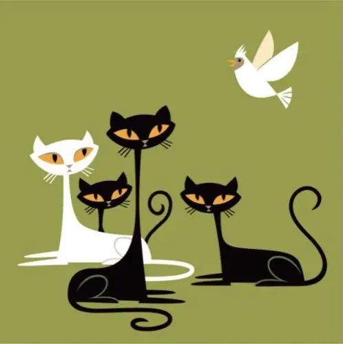 

ПВХ-плакат с рисунком кошки и птицы, прозрачный водонепроницаемый, готовый к нанесению