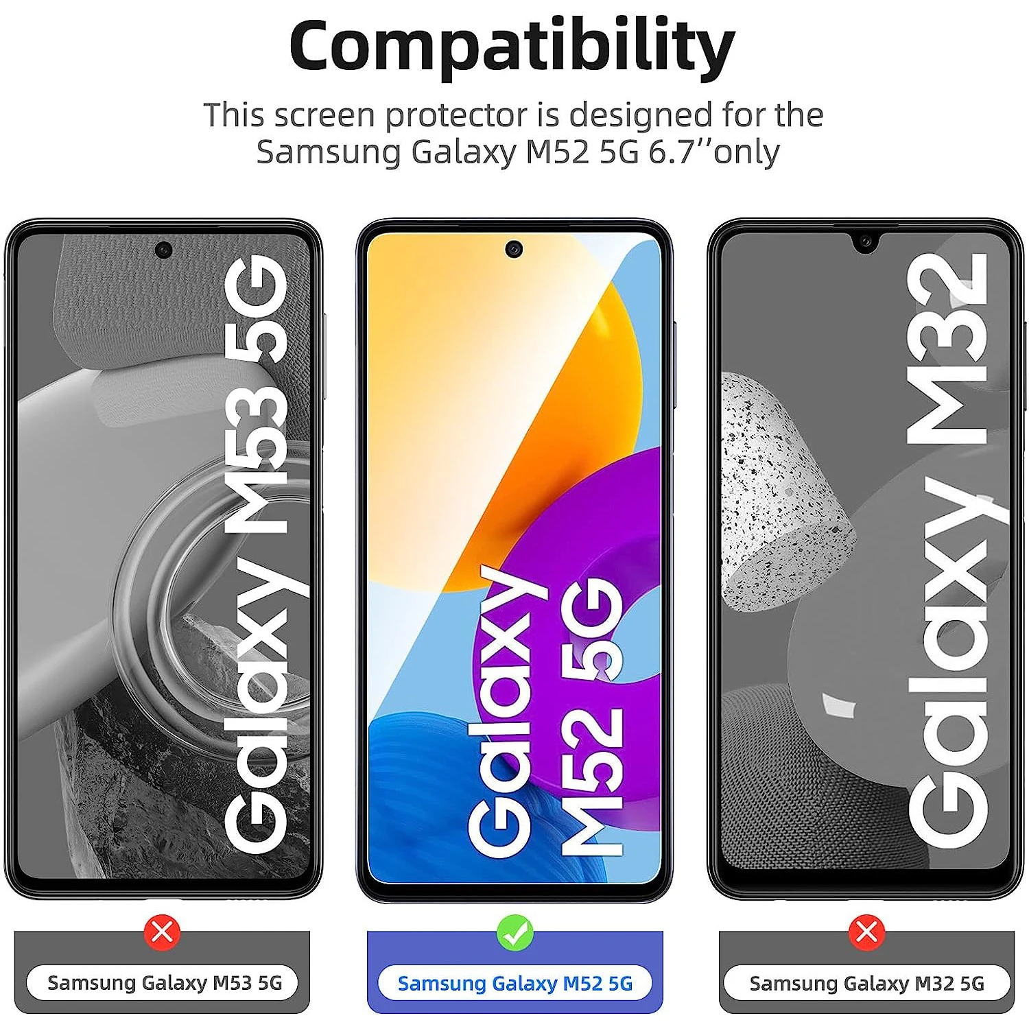 2/4Pcs Screen Protector Glass For Samsung Galaxy M52 Tempered Glass Film