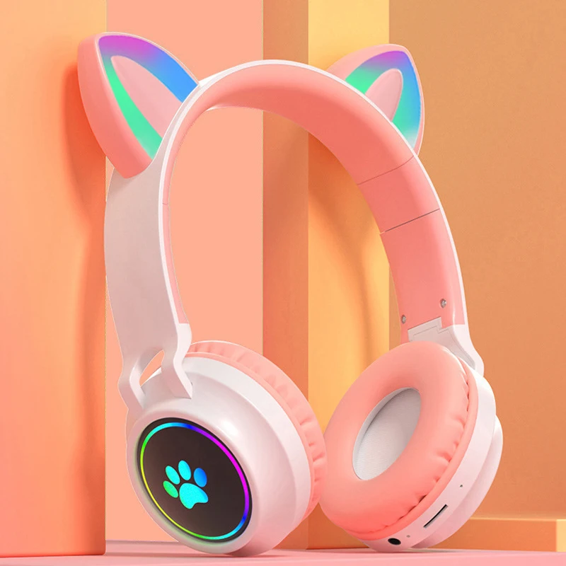 

Cat Ear Headphones For Children Wireless Bluetooth Headphone Music Game With Bilateral Noise Reduction Mic