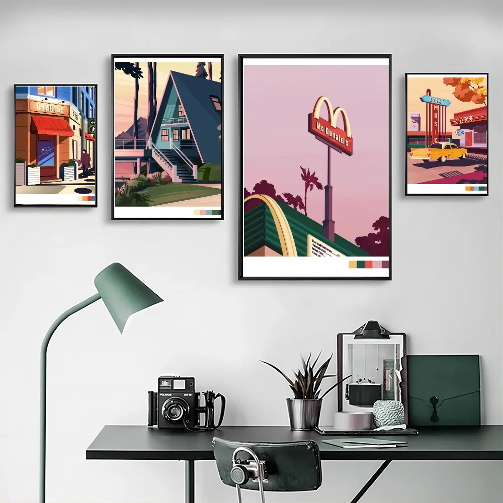 1 Шт. Ретро Иллюстрация Сцена Жизни Плакат Печать На Бумаге Для Дома Гостиной