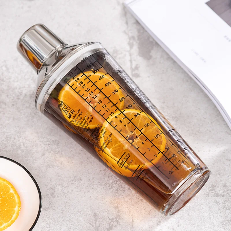 400/600 мл стеклянный шейкер для коктейлей прозрачная чашка смешивания ручной