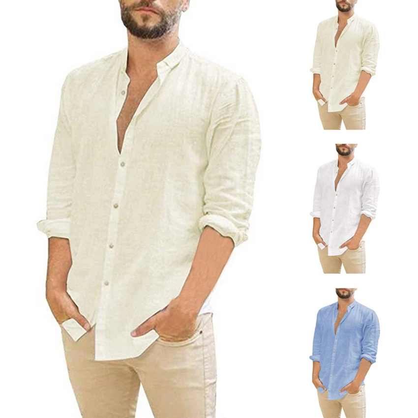 

New Fashion Mens Summer Long Sleeve Shirt Button Up Casual Shirts Tops Male Solid Tops Shirt Clothing