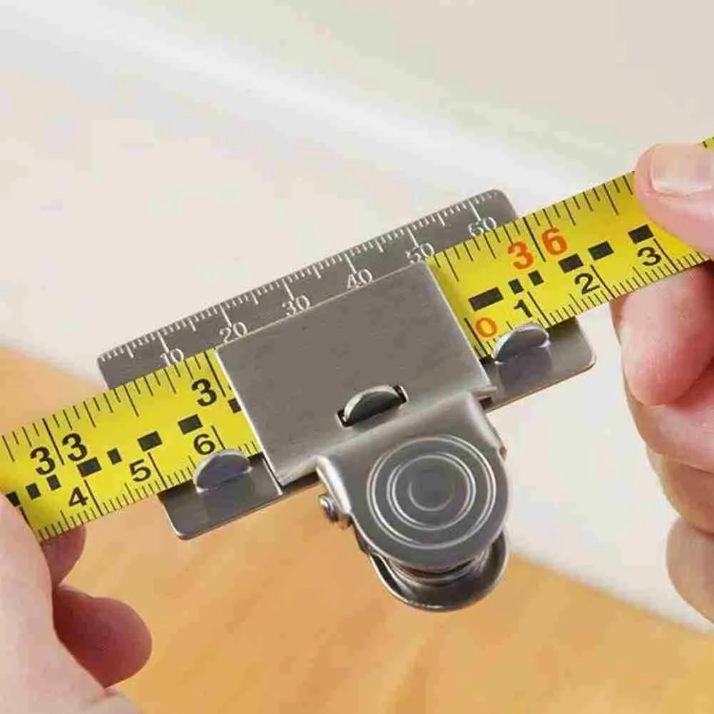 

Measuring Tape Clip Precision Tape Measuring Tool Tape Measure Aid Clip Hand Tool Stainless Steel Ruler Positioning Clamp