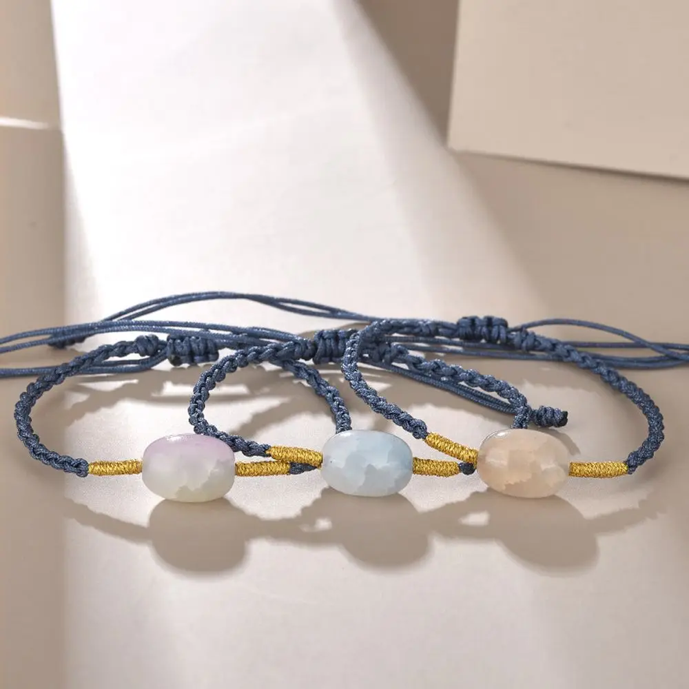 

Imitation Hetian Jade Waven Rope Friends Gifts Hand Jewerly Korean Bangles Beaded Wristbands Women Chinese Bracelets