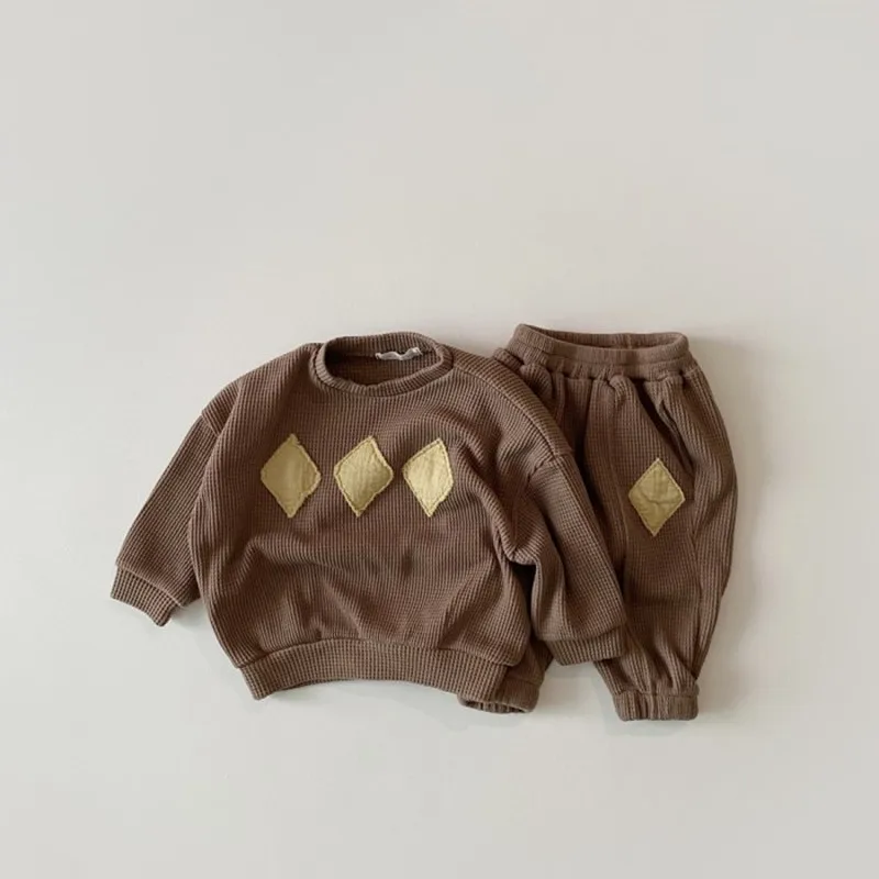 RiniLucia Autumn Infant Baby Boys Girls Casual Sweatshirt and Trousers Set Geometric Long Sleeve Tops Stripe Pants Clothes Set