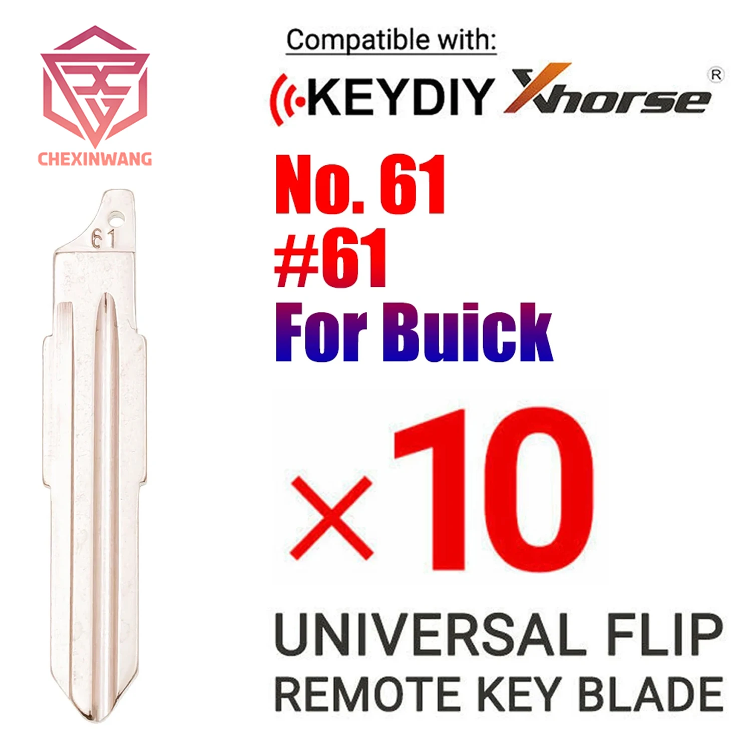 

10Pcs/Lot NO.61# Key Blade Blank For Xhorse Remote Key Blade For Buick Excelle Flip Remote Car Key Blade Replacement NO.61 blade