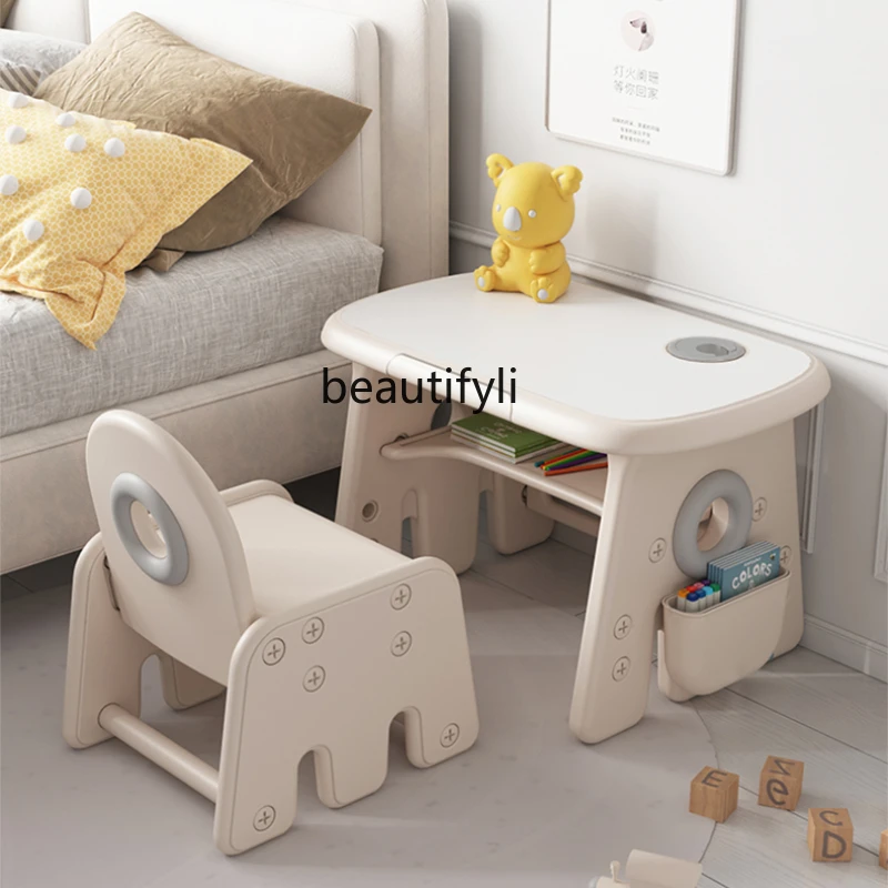 

yj Children's Learning Table and Chair Set Adjustable Baby Small Desk Gaming Table Early Education Table Baby Writing Desk