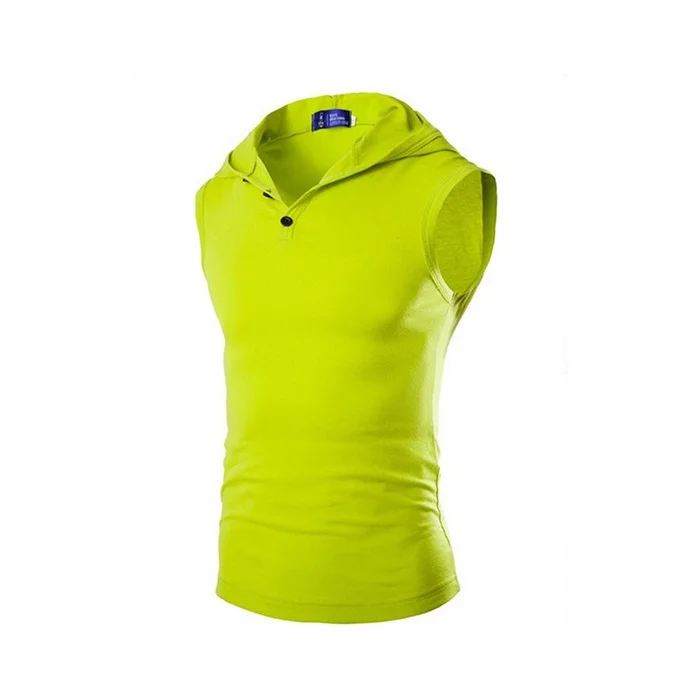 Men's sleeveless Hoodie solid color casual vest tight T-shirt comfortable training clothes | Мужская одежда