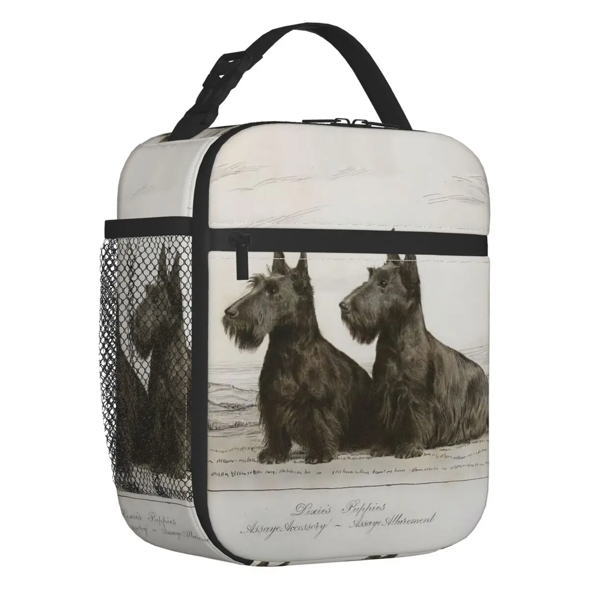 Vintage Scottish Terrier Dog Insulated Lunch Bag for Work School Scottie Pet Lover Leakproof Cooler Thermal Lunch Box Women Kids