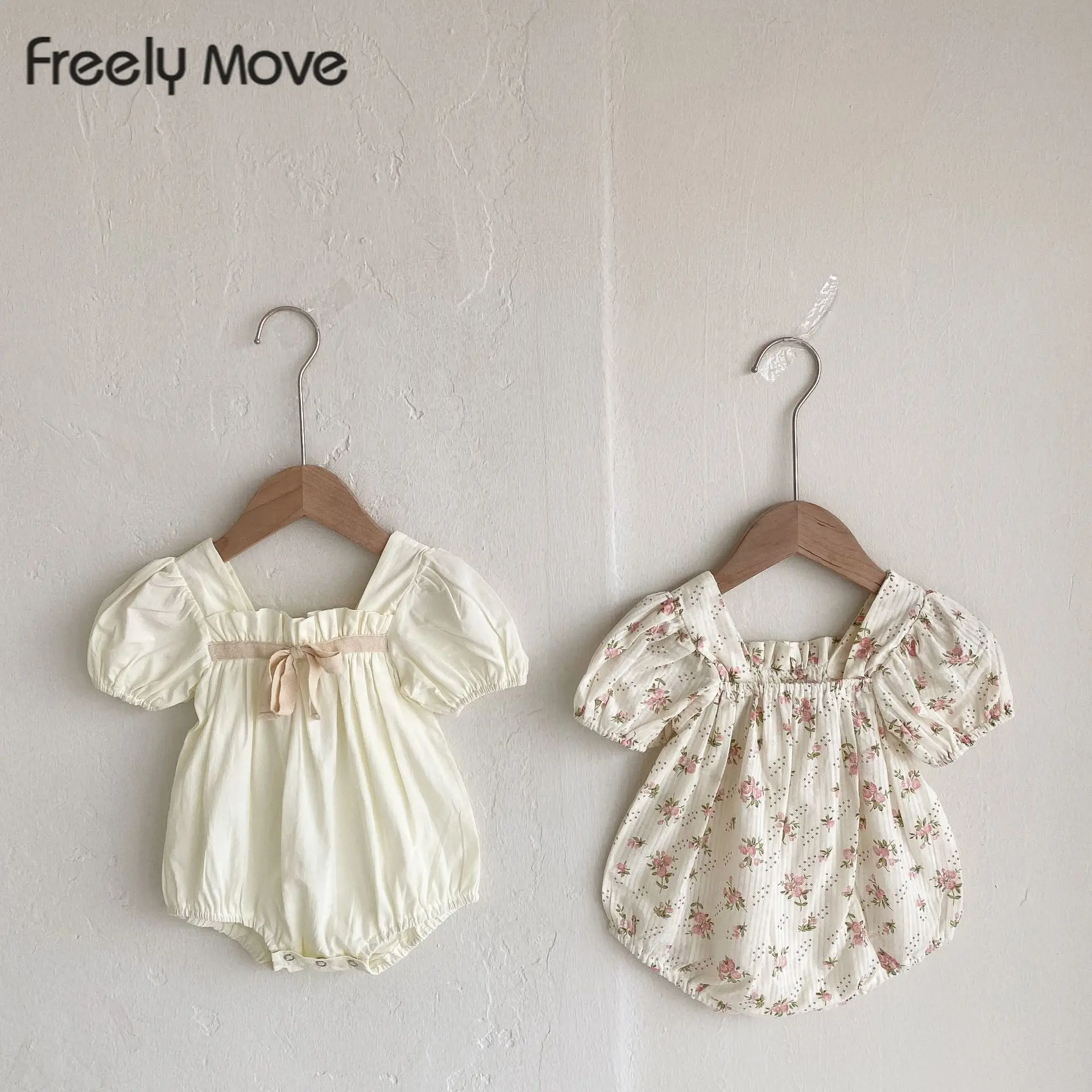 

Freely Move Baby Girl Rompers Short Sleeve Romper Jumpsuits Summer One-piece New Fashion Floral Cotton Newborn Baby Girl Clothes