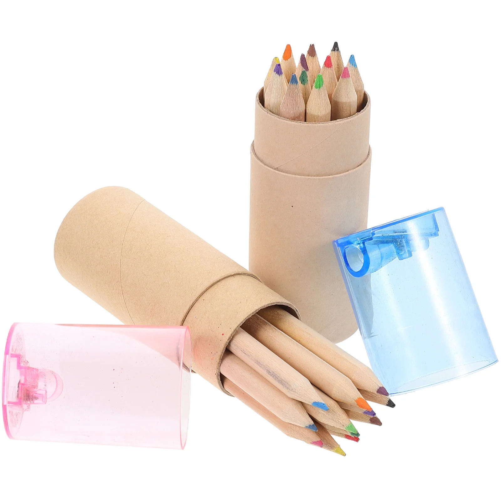 

24 Pcs Barreled Colored Drawing Pencils Child Colorful Camping Decorations Wooden Watercolor Kids