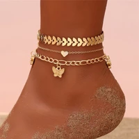 huitan multilayer chains set anklets for women fashion barefoot sandals bracelet ankle on the leg beach accessories foot jewelry