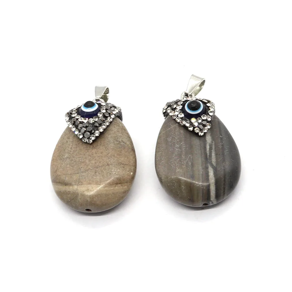 Нежный натуральный камень в форме капли агат подвеска 23x33 мм инкрустированный