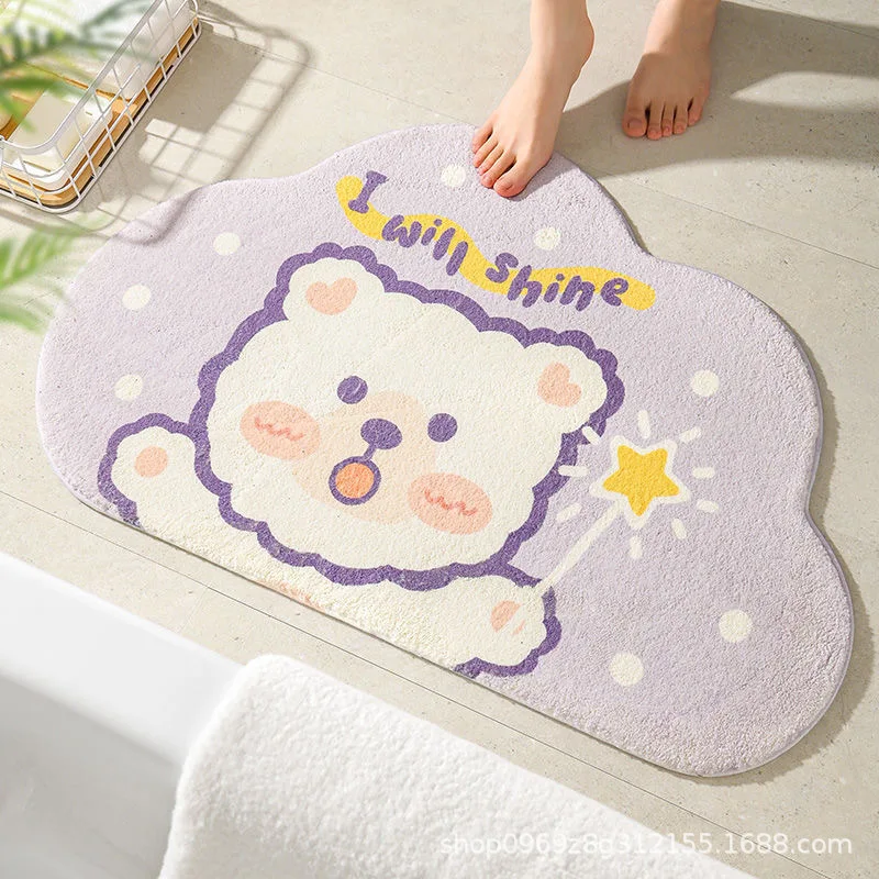 

Cartoon Printed Floor Mat Bathroom Non-slip Absorbent Mats Entrance Doormats Living Room Bedroom Soft Carpet Cute Home Decor Rug