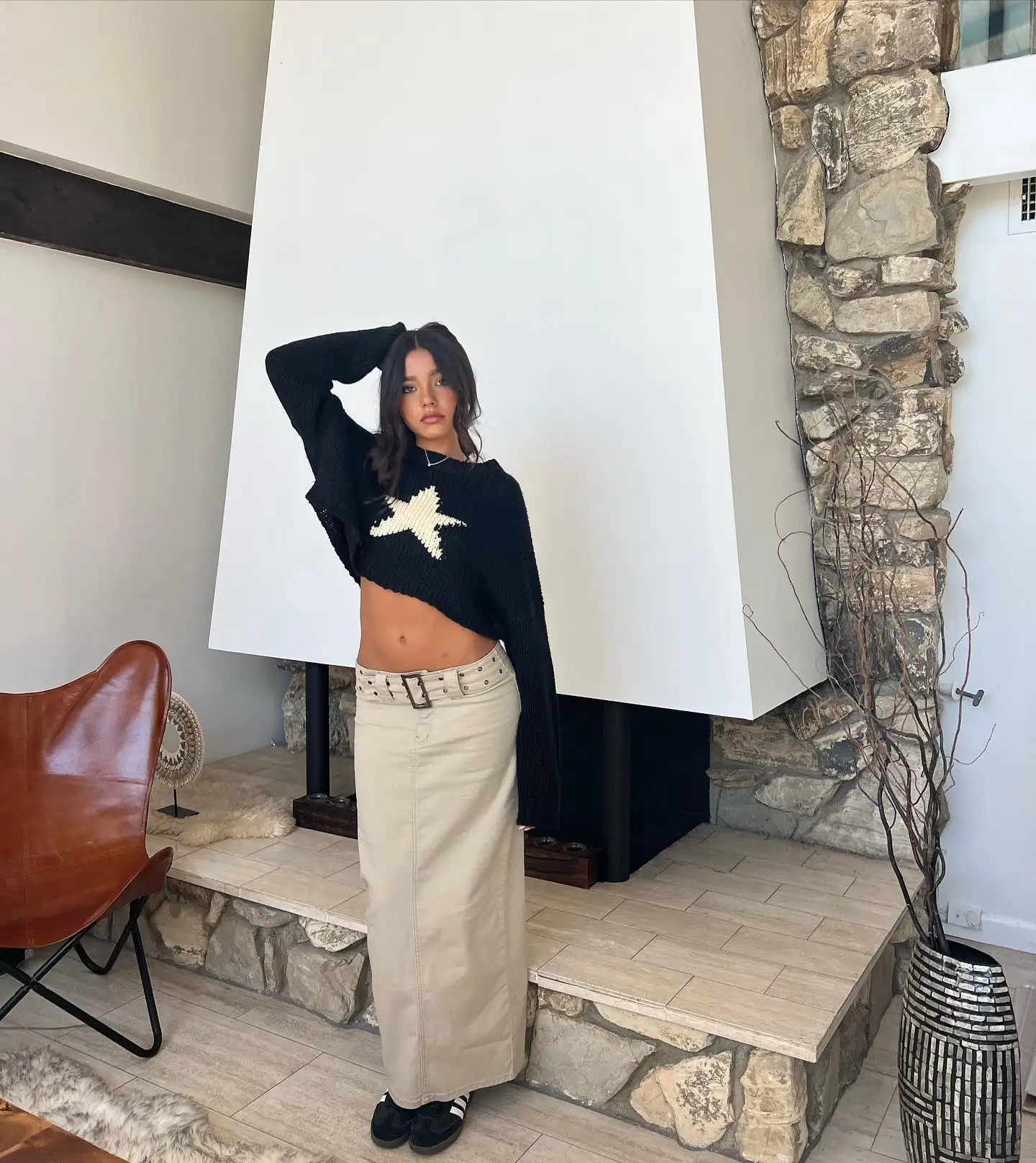 Укороченный свитер Deeptown Y2k с серыми звездами кардиган Женский винтажный уличный