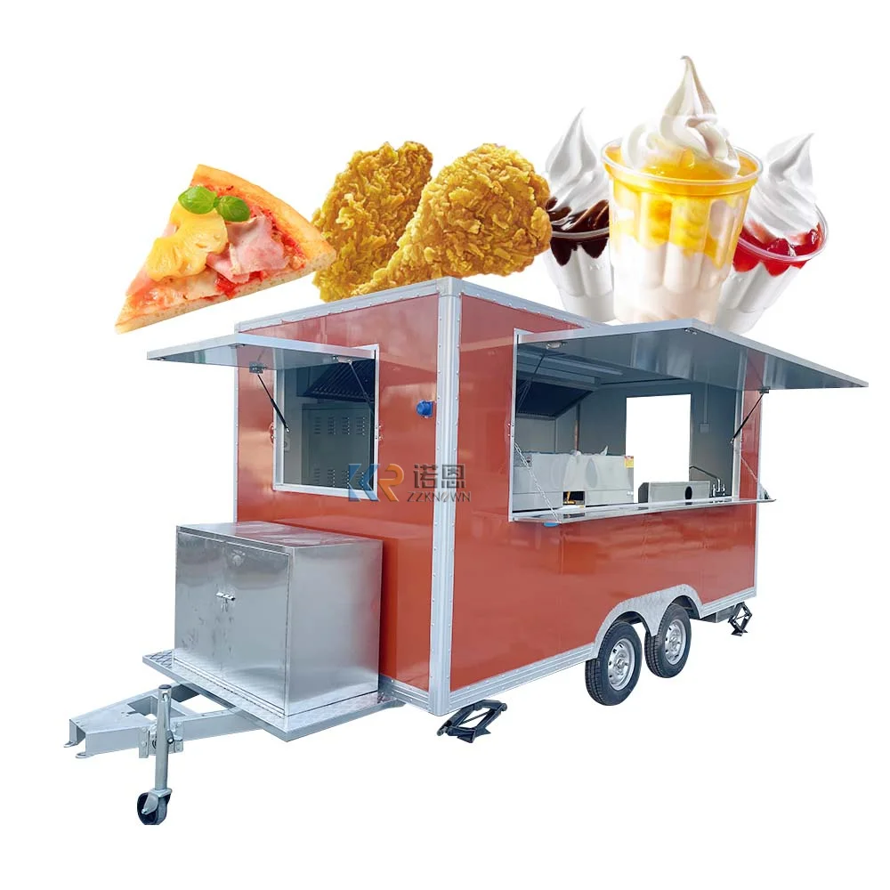 

Food Van Car Ice Cream Carts Fast Food Truck Trailers Fully Equipped Mobile Concession Trailer with Full Kitchen