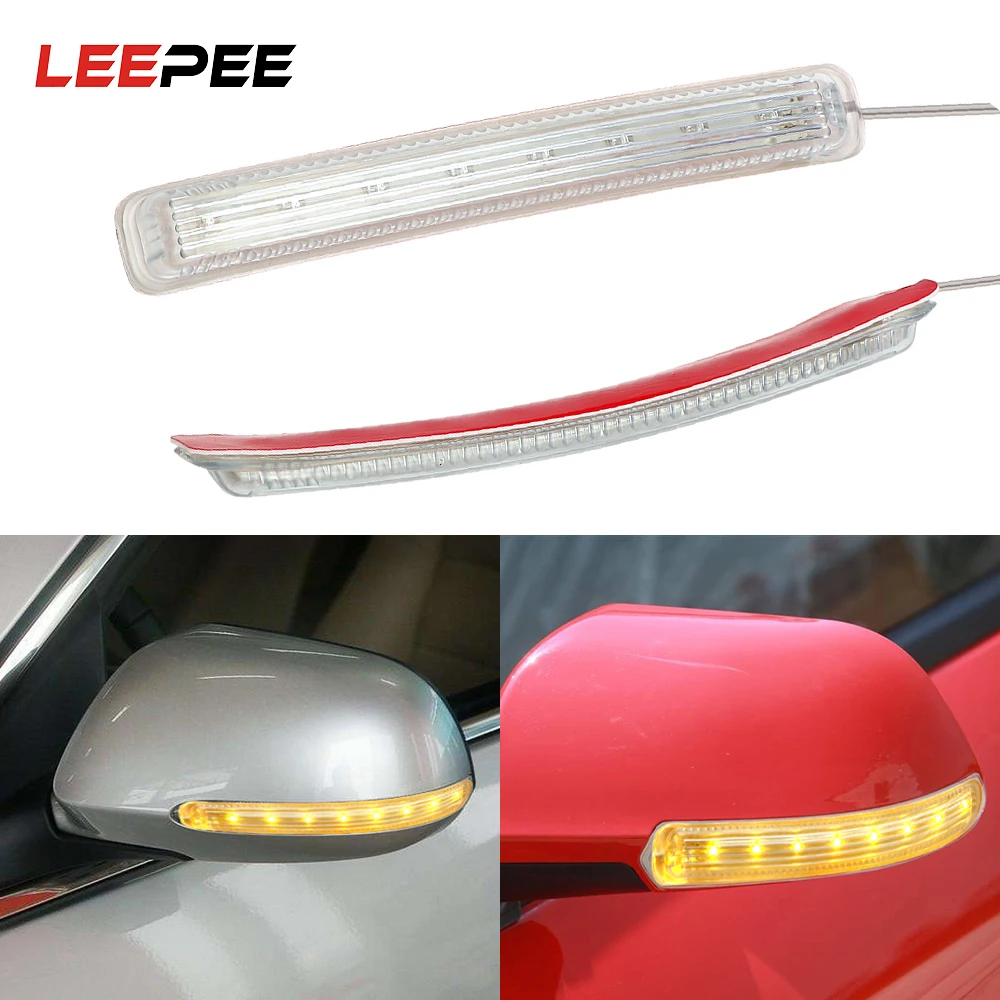 

LEEPEE 2PCS DC 12V Auto Rearview Mirror Indicator Lamp Amber LED Car Light Source FPC Turn Signal Light Yellow Soft 8 SMD