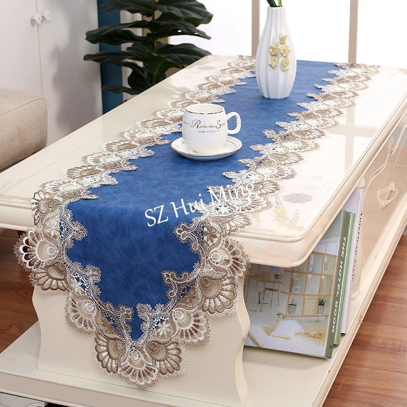 Table Runner Waterproof Oilproof Table Flag Oval Embroidered Tea Table Europe TV Cabinet Tablecloth Lace Dresser Shoe Dust Cover