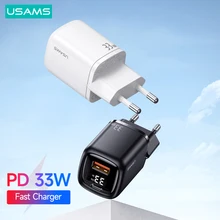 USAMS PD 33W Digital Display Fast Charger QC AFC SCP Quick Charge Travel Charger For iPhone iPad Samsung Huawei Tabelt Laptop