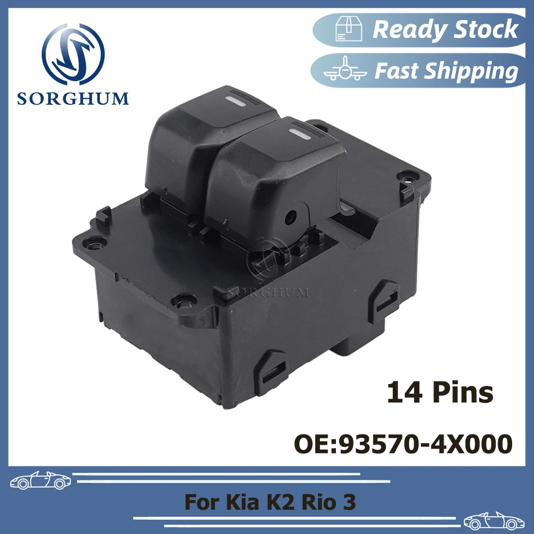 

SORGHUM Car Electric Power Window Switch Lifter Control Driver Side 2 Door For Kia K2 Rio 3 935704X000 K935704X000 93570-4X000