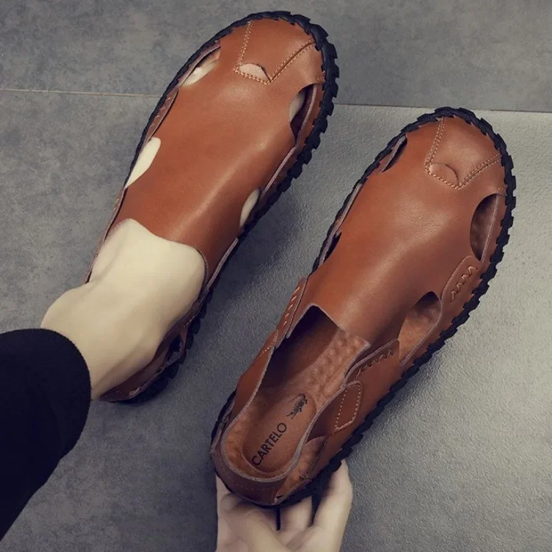 Мужские сандалии для улицы пляжные из пластика и резины повседневные трендовые