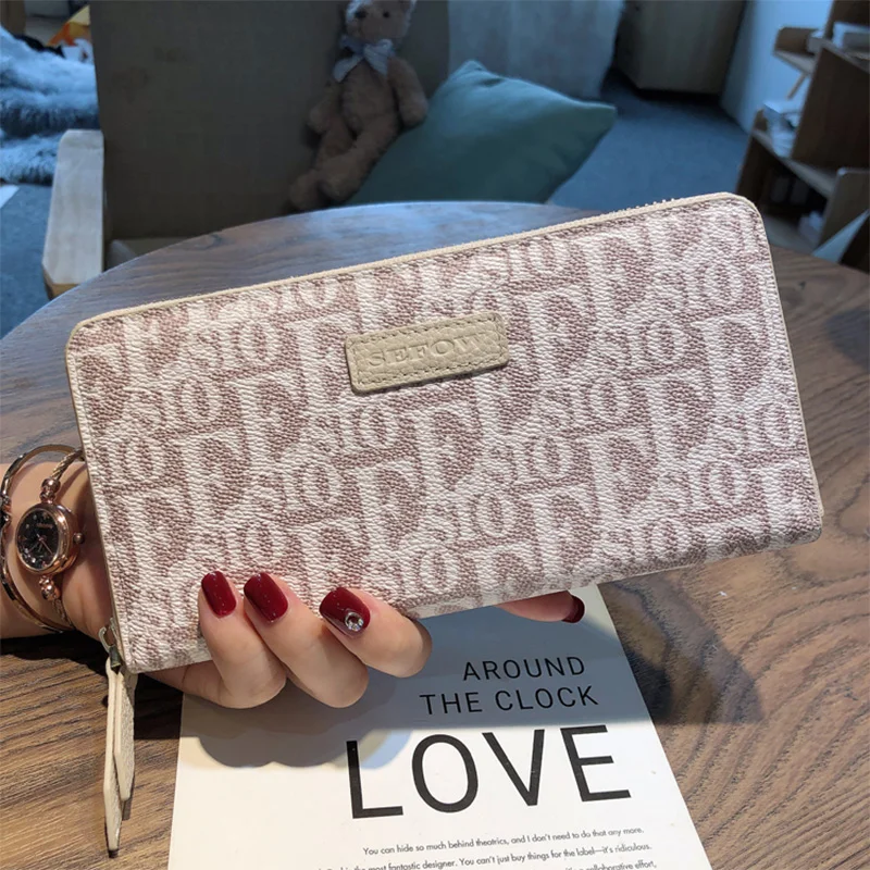 2023 New Women Wallets Letter Pattern Long Wallet Real Leather Female Purse For Cell Phone Calfskin Clutch Bag Brand Card Holder