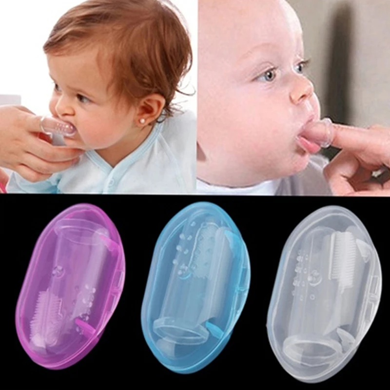 

Baby Finger Toothbrush Children Teeth Clear Care Tool Soft Silicone Infant Tooth Brush Rubber Cleaning Baby Brush + Box