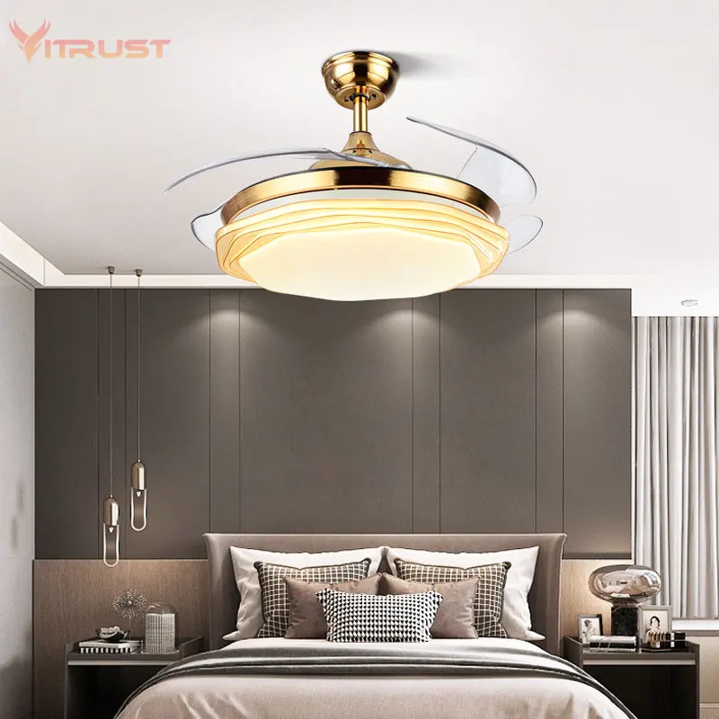 

Invisible Ceiling Fan Light with Remote Control 3 Color Changes LED Chandelier Fan Lamp 36 42inch
