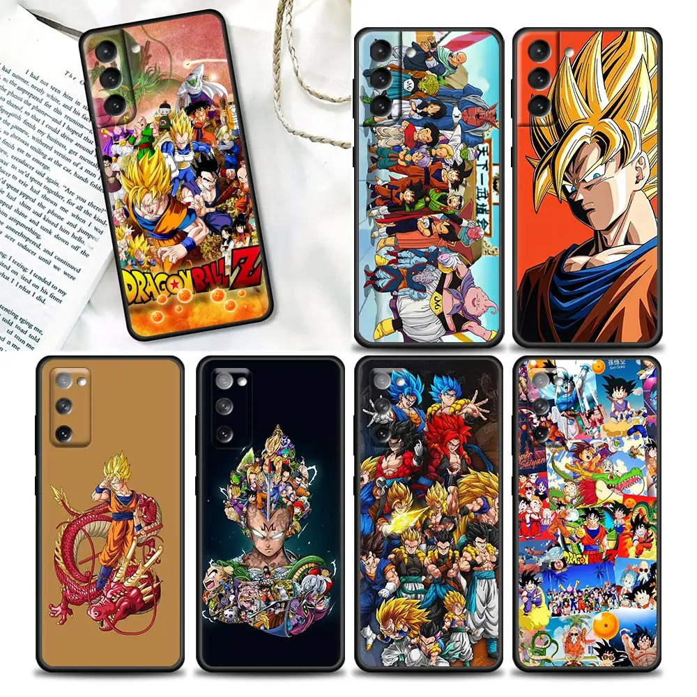 

Anime Goku Phone Case For Samsung Galaxy S20 S21 FE S10 S9 S8 S22 Plus Ultra S10e Lite Case Black TPU Soft Cover Dragon Ball Z