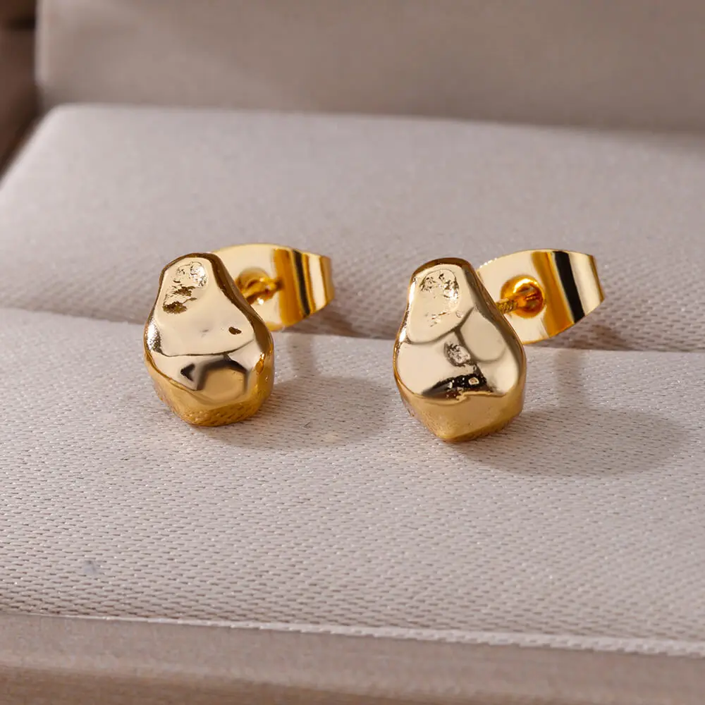 

Stainless Steel Piercing Earrings for Women New in Gold Color Stud Earrings 2023 Trend Lady's Luxury Wedding Jewelry aretes