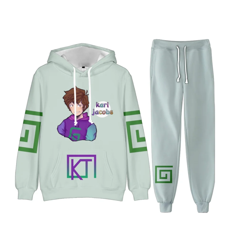 

2022 модный костюм с толстовкой Карла Якобса из 2 предметов повседневный комплект из 2 предметов Харадзюку костюм из двух предметов мужские Wo ...