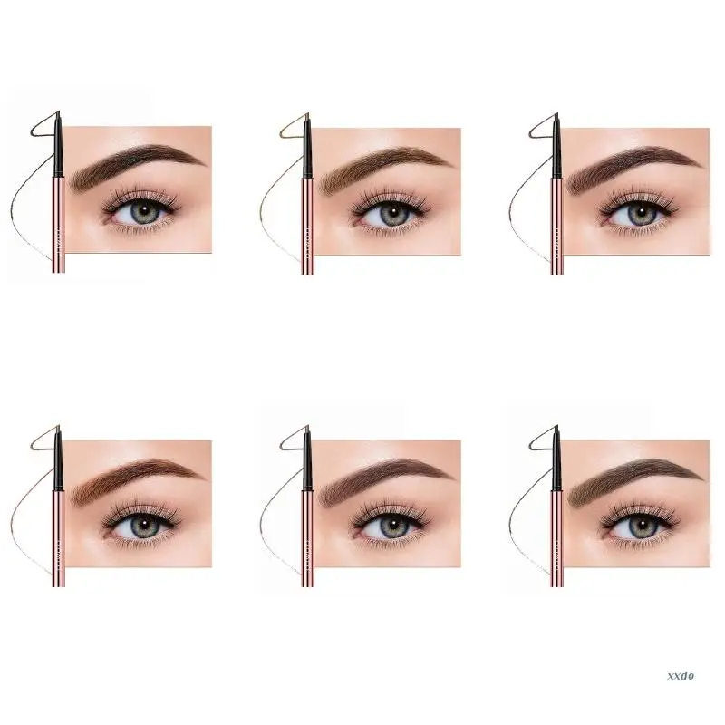 Small Triangle Pen Tip Brow Definer Waterproof Fine Mechanical Pencil Dual Head With Brush