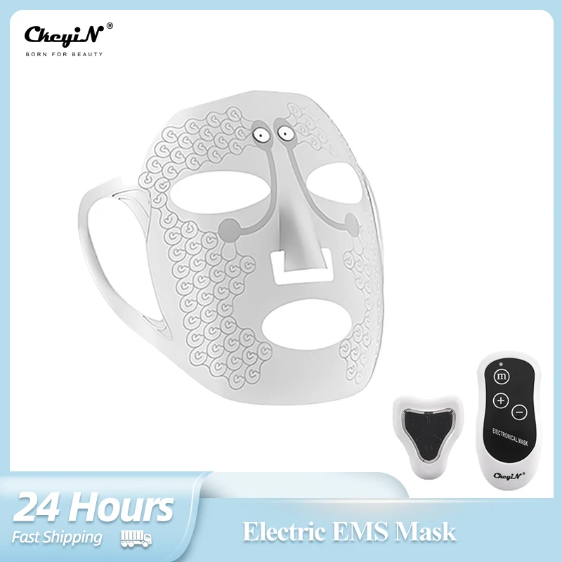 CkeyiN-mascarilla eléctrica EMS reutilizable de silicona para estiramiento Facial, antiarrugas, rejuvenecimiento de la piel, dispositivo de belleza para el cuidado Facial