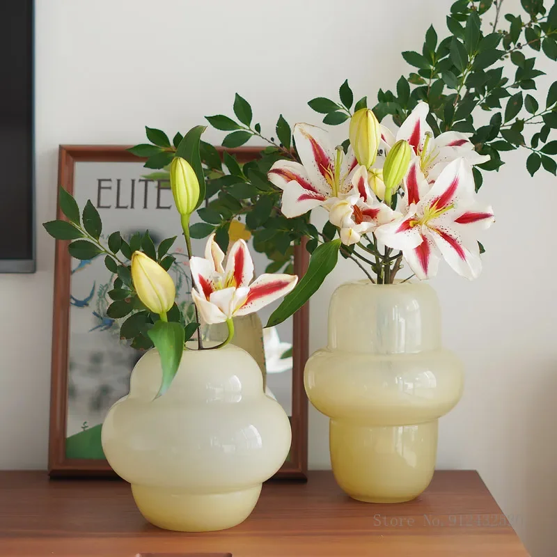 Роскошная французская янтарно-желтая стеклянная ваза Nordic Light дом гостиная