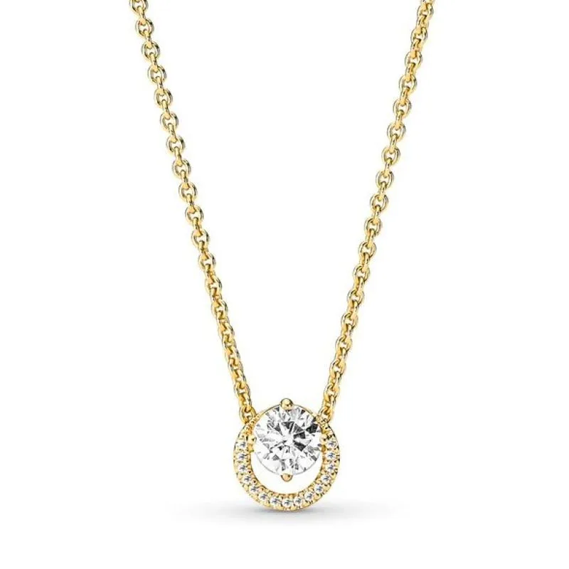 

Authentic 925 Sterling Silver Sparkling Round Halo Pendant Collier Necklace For Women Bead Charm Diy Fashion Jewelry