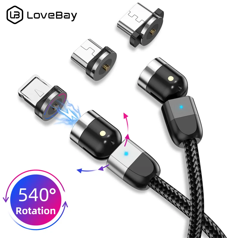 

Lovebay 540 Magnetic Cable Fast Charging Micro USB Type C Cable For iPhone 14 Xiaomi Samsung Magnet Charger Phone Data Cord Wire