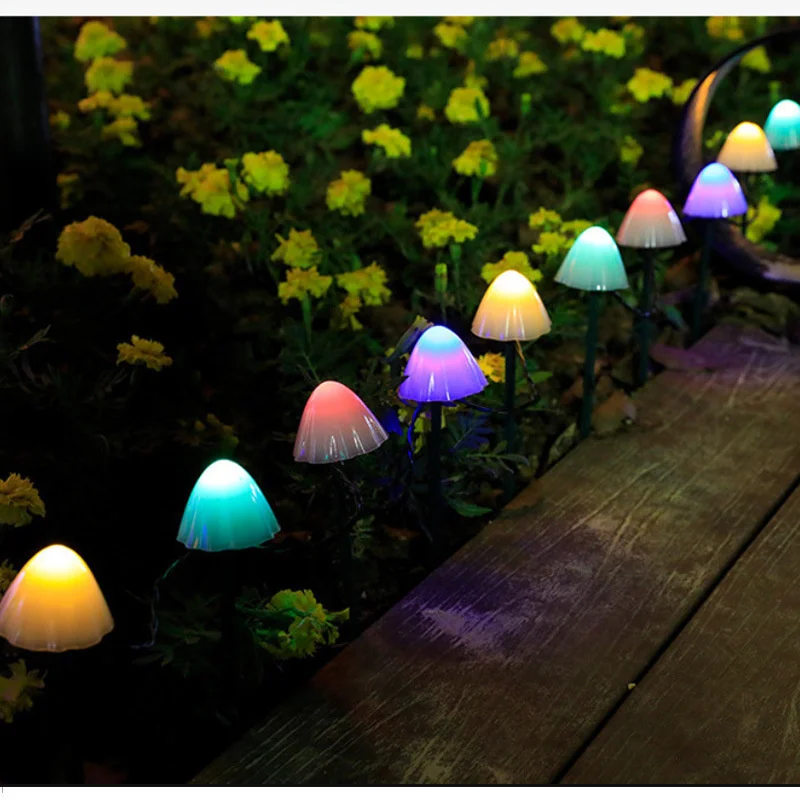 Solar Cute Mushroom Fairy Light Garlands Lighting Solar Lamps Yard Patio Christmas Outdoor Waterproof Lamp Garden Decoration