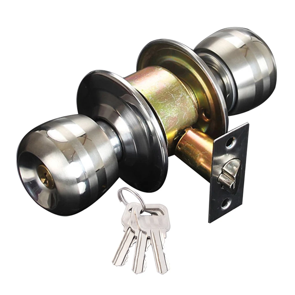 

Spherical Door Handle Knobs Living Room Lock Locks Hardware Accessory with Three Keys Sturdy Round-shape Locking Gear