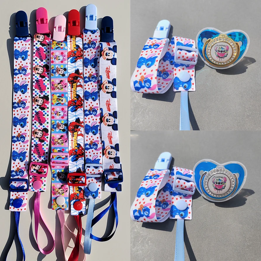 

Funny Stitch Cartoon Image Anti-drop Rope Pacifier Chain Dummy Clip Nipple Holder Newborn Bling Tooth Firming Baby Dummy Dolls