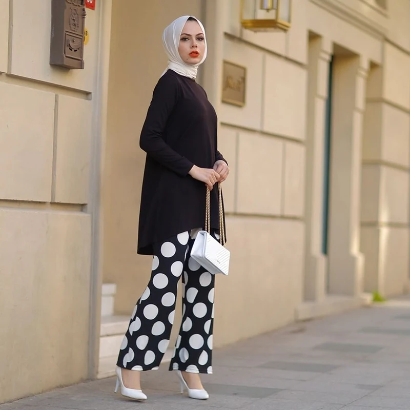 Muslim Suit Ramadan Two Piece Set For Women Top And Pants Matching Modest Turkey Dubai Arab Sets Hijab Double Islamic Clothing