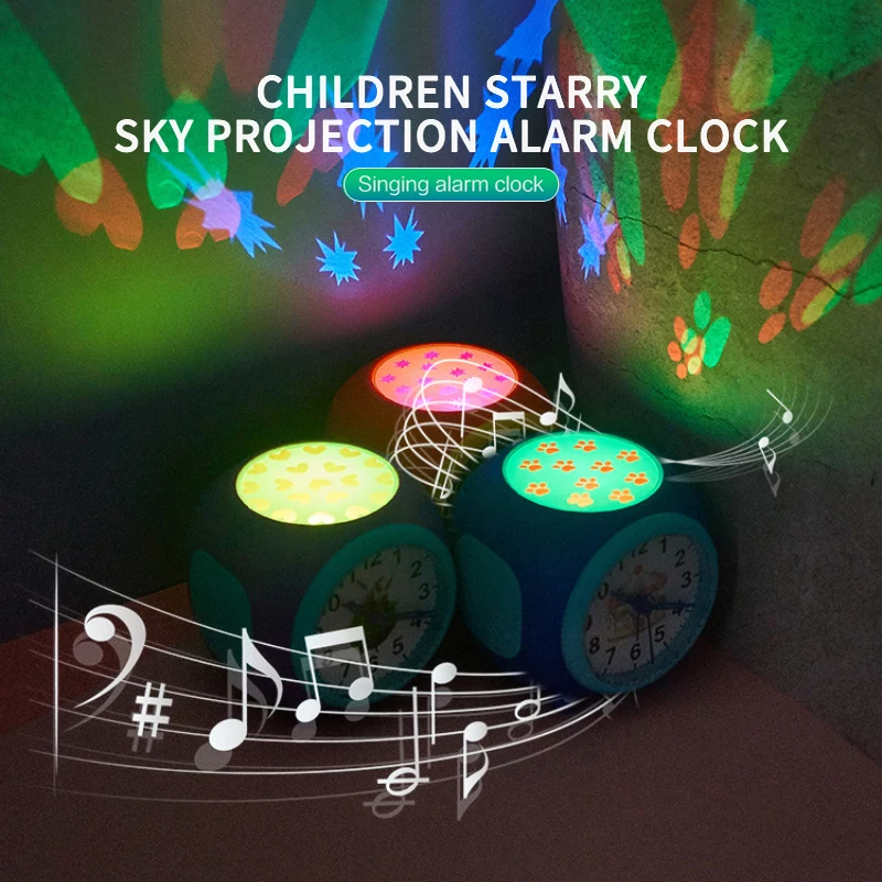 Romantic Starry Sky Projection Pointer Mute Alarm Clock Natural Sound Clock