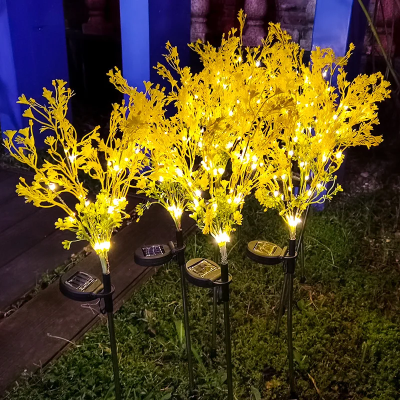 

LED Solar Rape Flower Landscape Lawn Lamp Outdoor Garden Villa Courtyard Artificial Flower Ground Plugged Light Cross-Border
