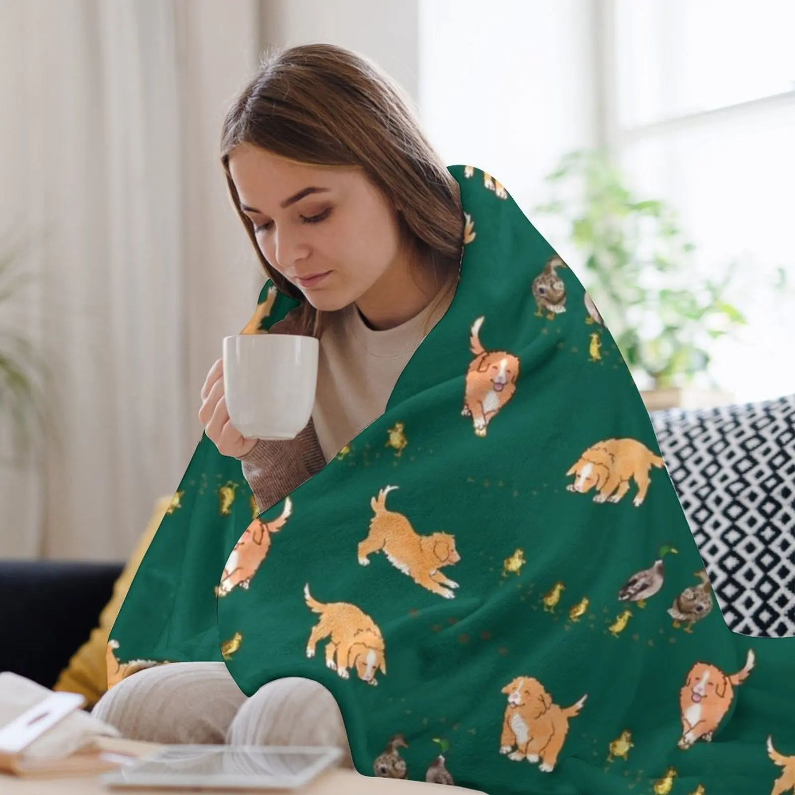 Toller Puppies and Ducklings - лесно-зеленое одеяло одеяла и пледы термостойкие свободные