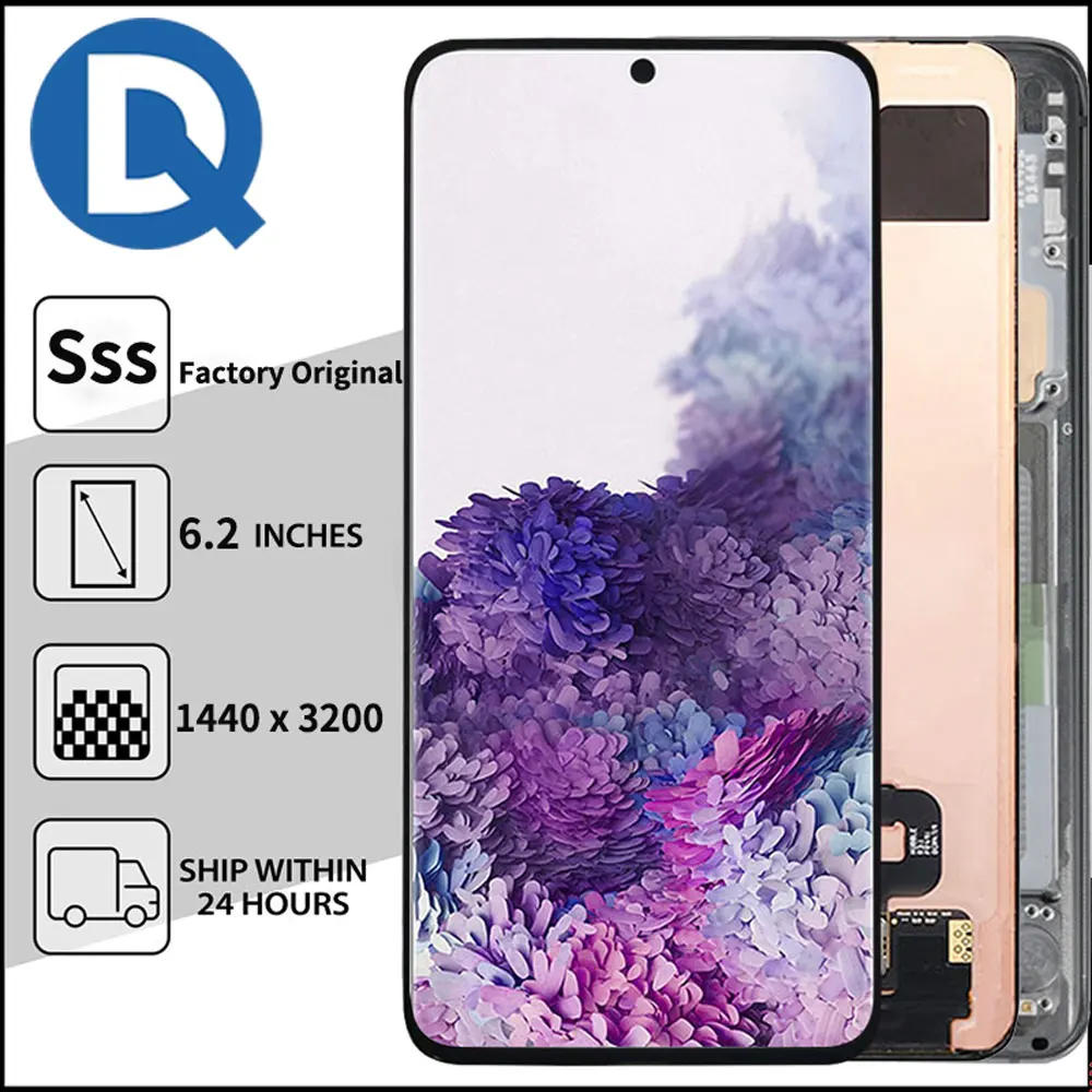 

6,2 дюймовый оригинальный ЖК-дисплей для Samsung Galaxy S20, дисплей с сенсорным экраном, дигитайзер, замена, качественный сенсорный экран для телефона