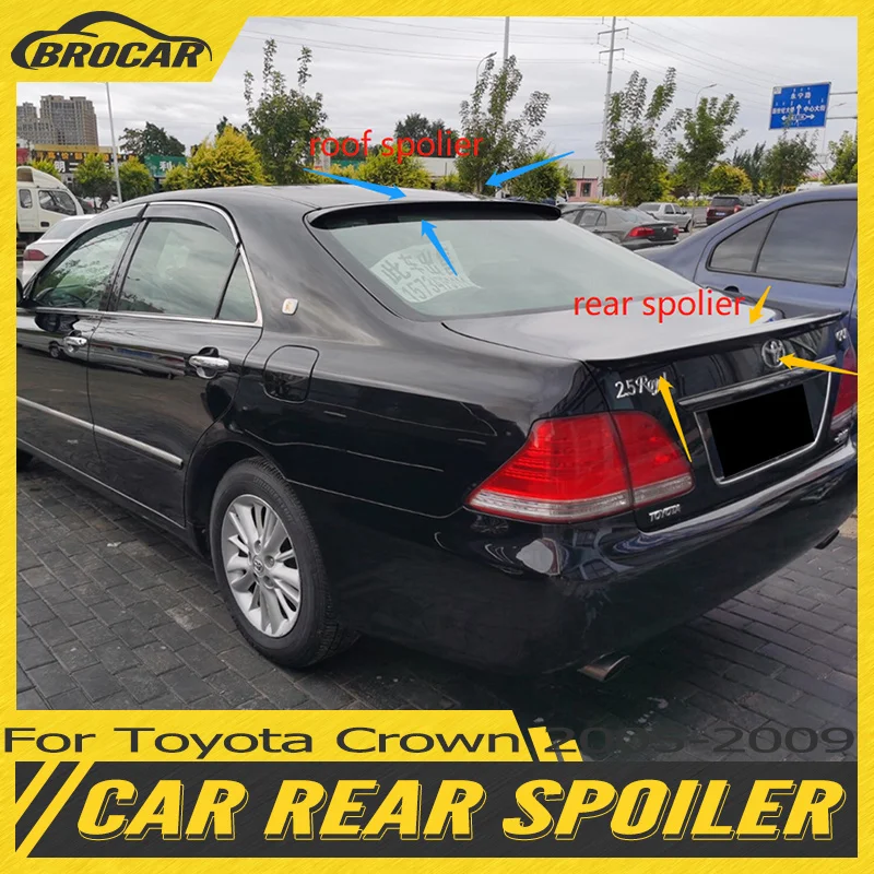 

For Toyota Crown Roof Spoiler 2005 - 2009 High Quality ABS Plastic Material Carbon Fiber Exterior 12th Crown Trunk Wing Spoiler