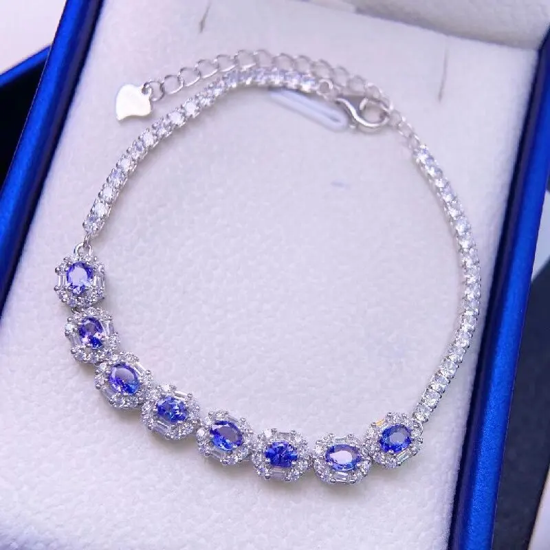 ZECAA ювелирные изделия танзанит женский браслет с натуральным драгоценным камнем