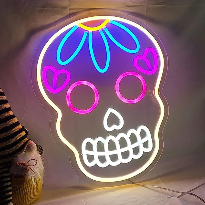 

Неоновая Свадебная вывеска в виде черепа на заказ, 1 шт., фотообои, украшение для домашней комнаты, европейская вилка