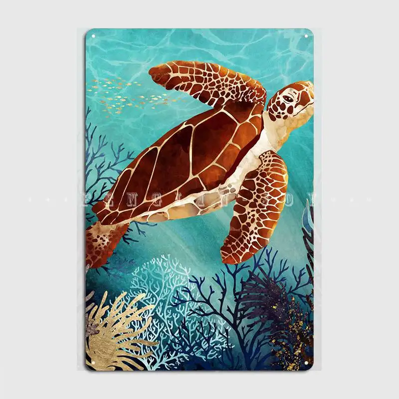 

Металлическая морская черепаха, металлическая вывеска, Клубная вечевечерние, стена, персонализированное украшение гаража, оловянные вывес...